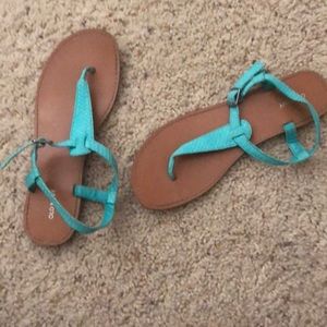 Turquoise thong sandals